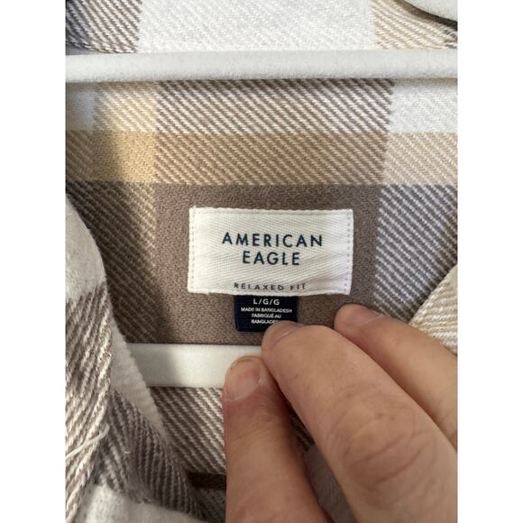 AMERICAN EAGLE MENS TAN PLAIN SHACKET- Large - Picture 5 of 7